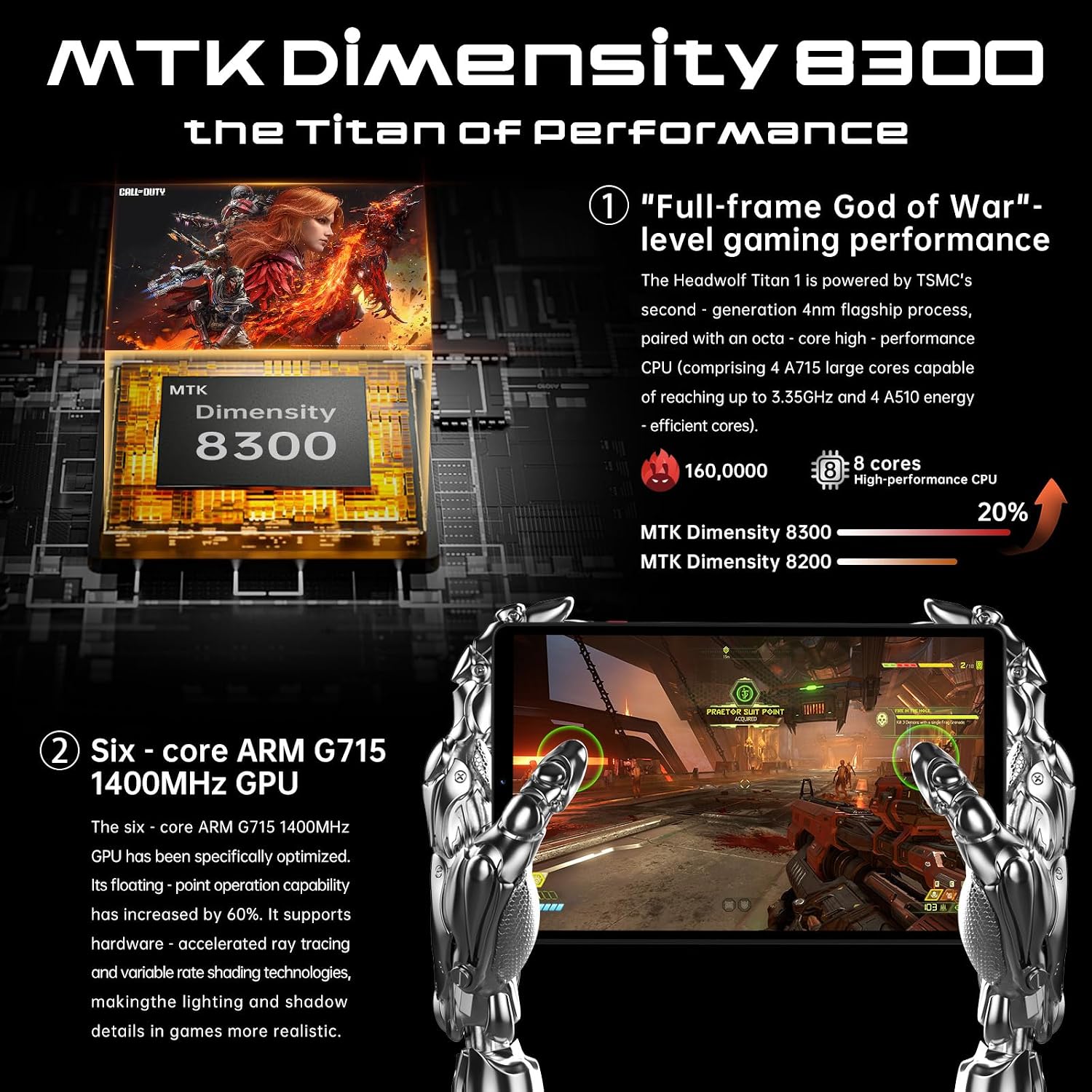 Detalle de Headwolf Titan 1 Android 16 Tablet: 8.8 Inch Power with Gemini AI