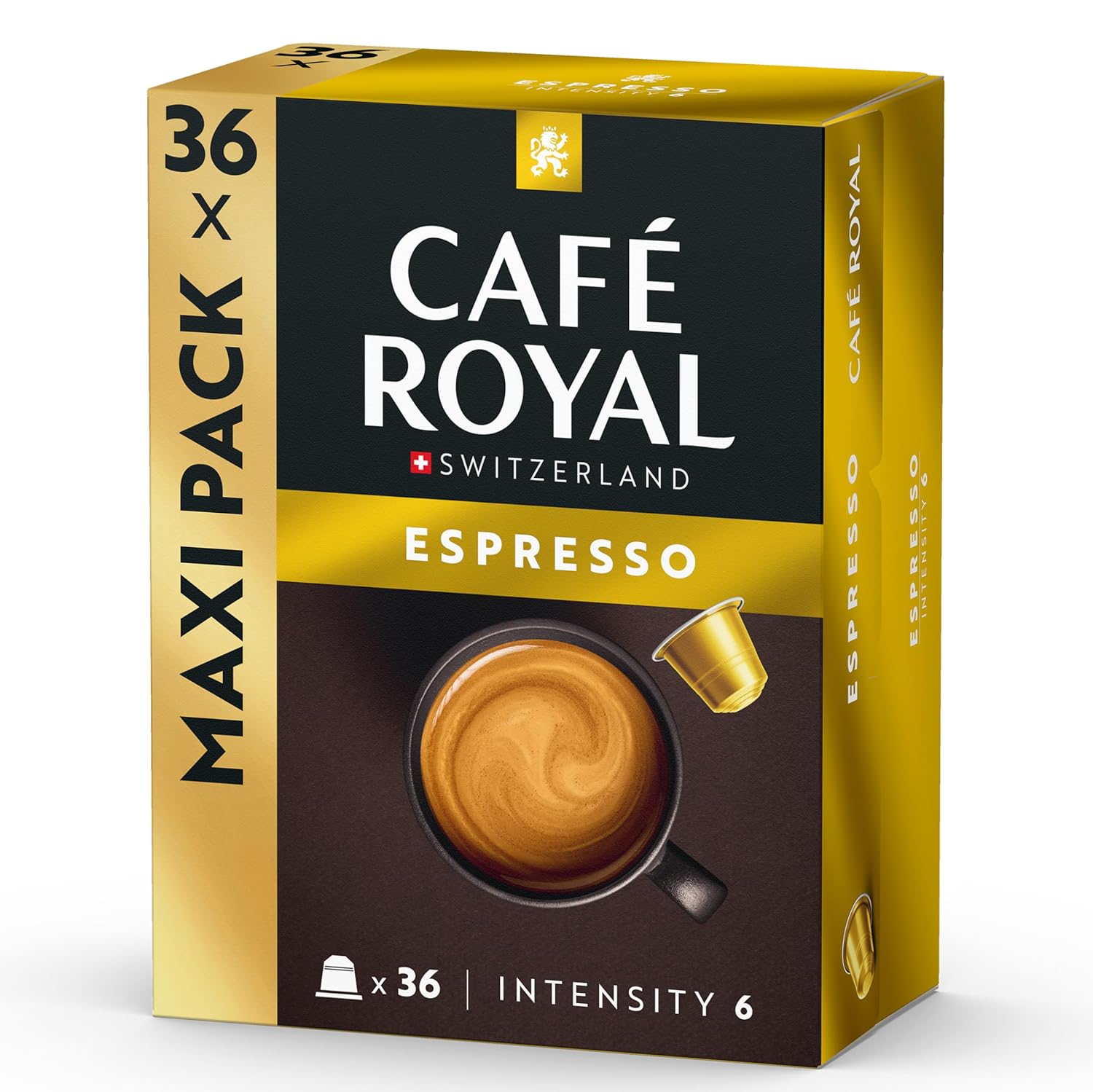 Detalle de Café Royal Espresso – Nespresso-kompatible Kaffeekapseln, 36 Stk, 100 % Arabica, fruchtig, mittlere Röstung, Intensität 6/12