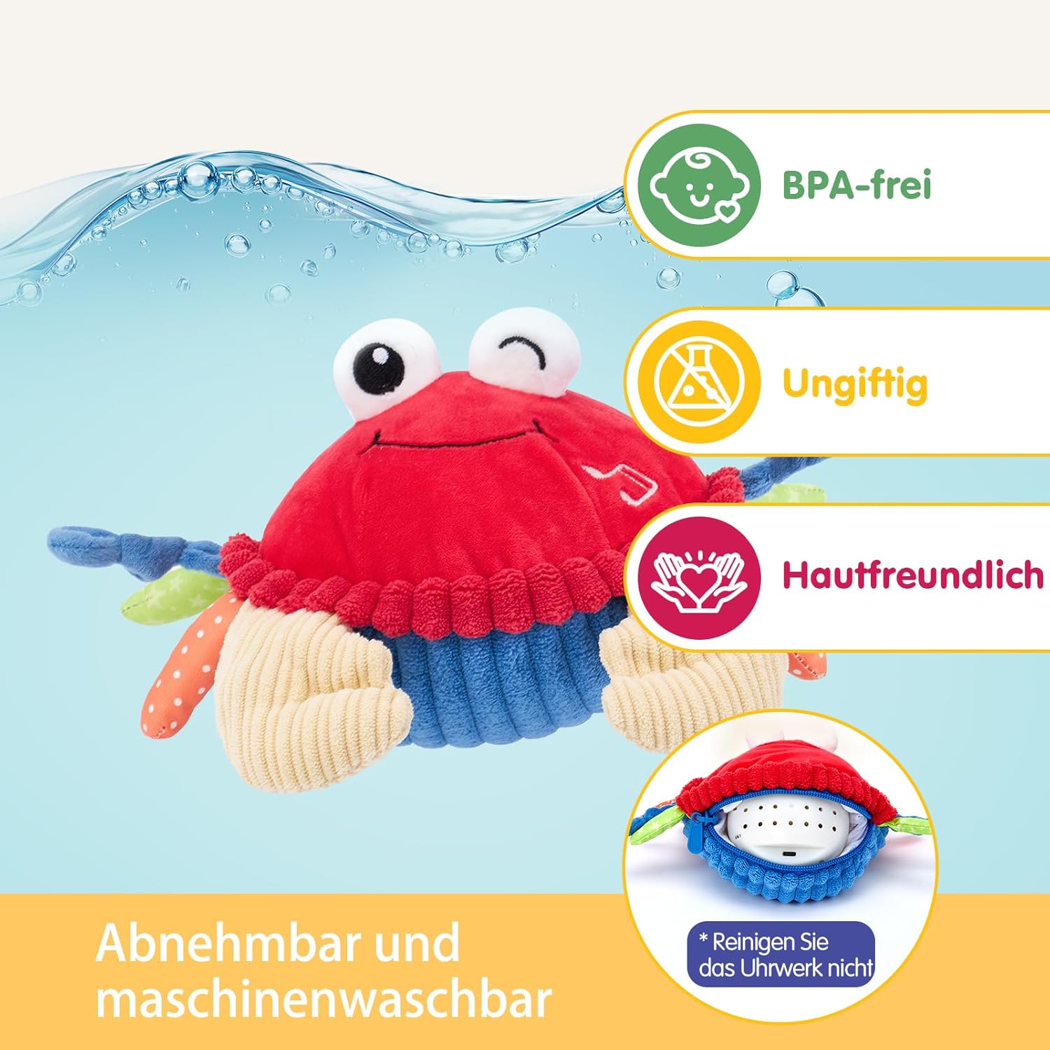 Detalle 2 de hahaland Krabbe Baby Spielzeug, ab 6 Monaten