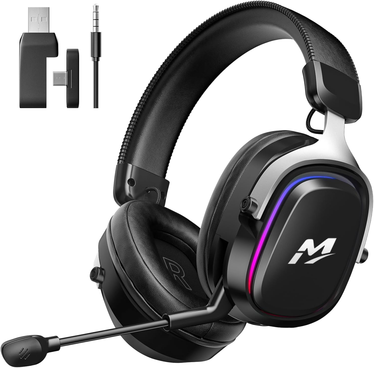 Detalle de MANKIW Cuffie Gaming Wireless per PS5/PS4/PC/Switch: audio 7.1, 50 mm e batteria 900 mAh