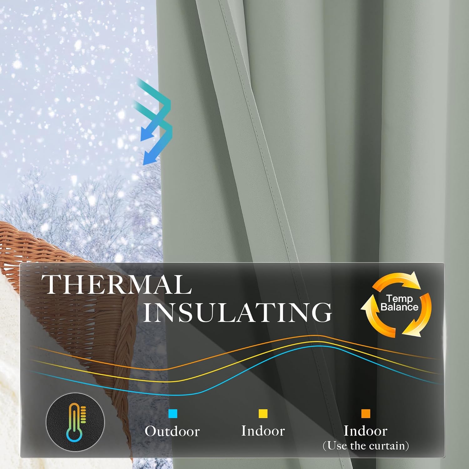 Thumbnail 1 de KGORGE Salbeigrün Verdunklungsvorhänge mit Ösen für Kinderzimmer, 2er-Set (100 x 90 cm)