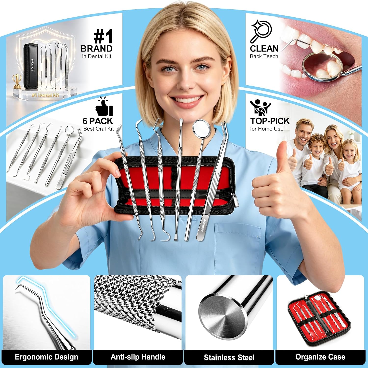 Detalle de G.CATACC Dental Pick Set, Stainless Steel