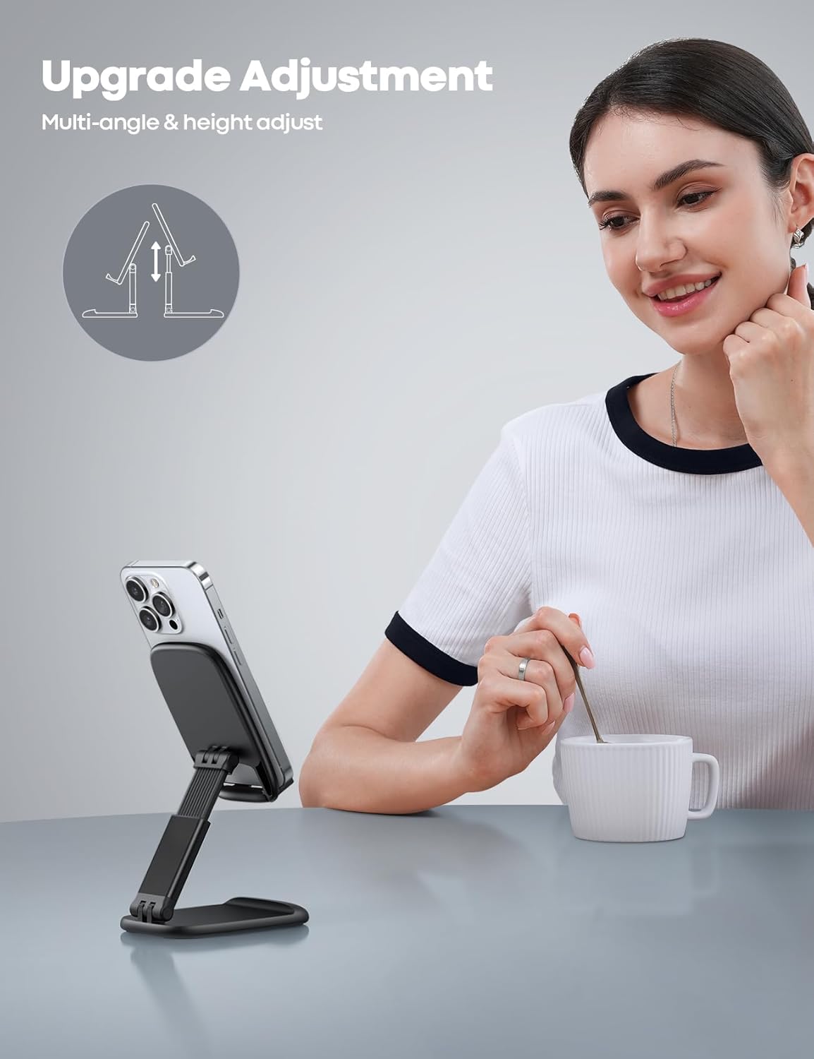 Thumbnail 1 de Lamicall DP13-EU-B Adjustable Foldable Cell Phone Stand with Weighted Metal Base