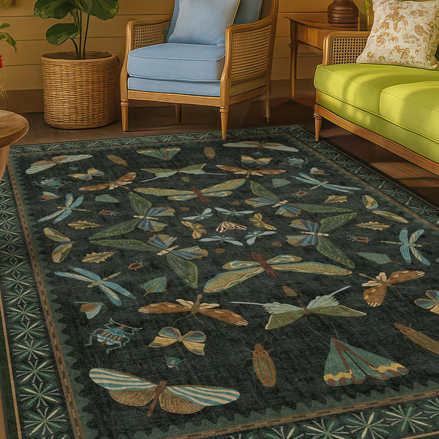 Detalle de Fairy Fantasy Moss Rug 5x7 — Dark Green