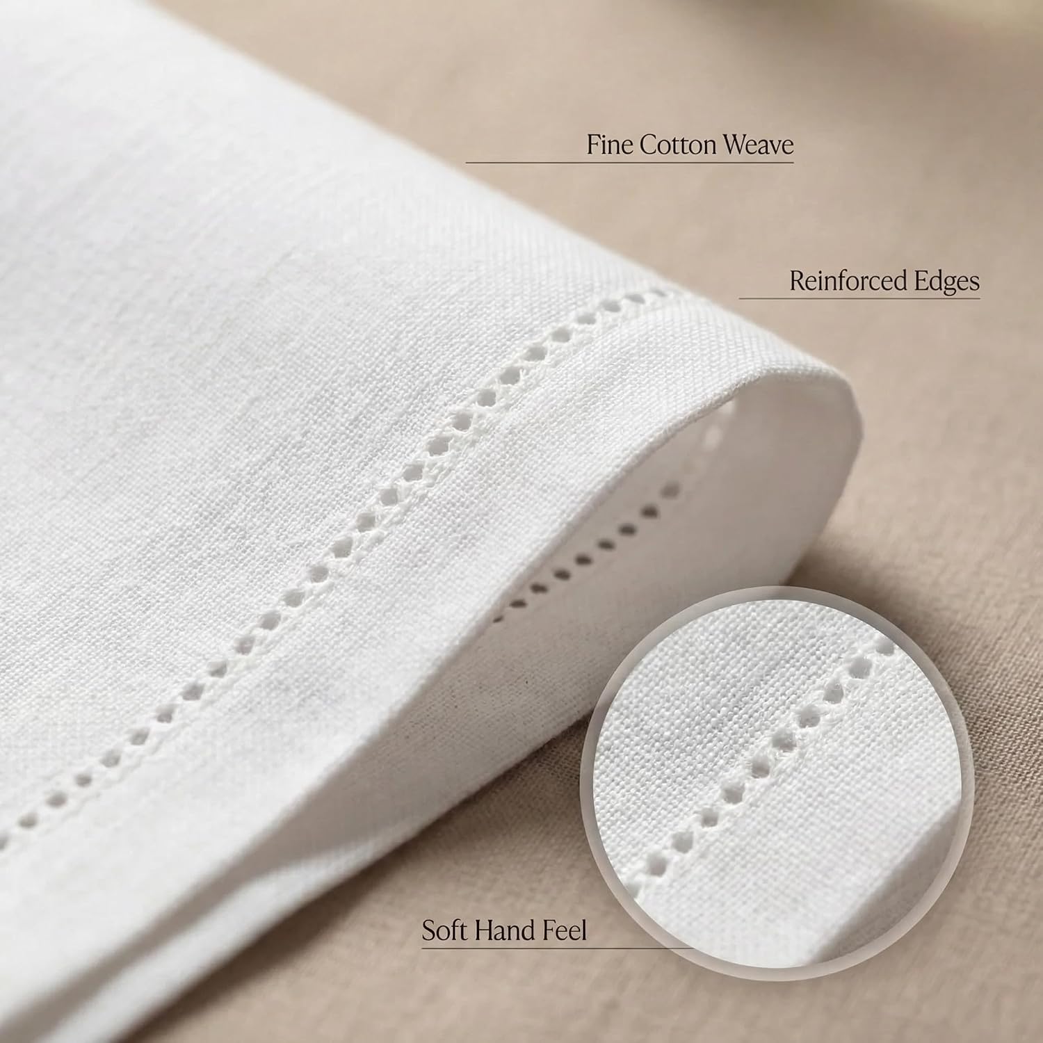 Thumbnail 4 de Urban Villa White Hemstitch Cloth Napkins (12-Pack) – 20x20, 100% Cotton