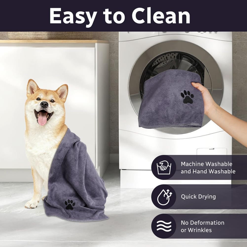 Detalle de Adiwo – Set di 2 Asciugamani per Cani in Microfibra 75x35 cm: morbide, assorbenti e ad asciugatura rapida