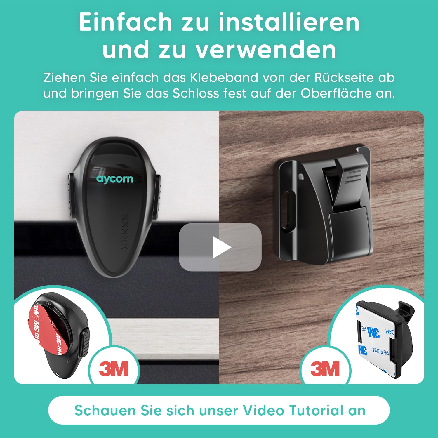 Thumbnail 3 de Aycorn magnetisches Schrankschloss & Backofen-Kindersicherung für Schubladen und Schränke (ohne Bohren)
