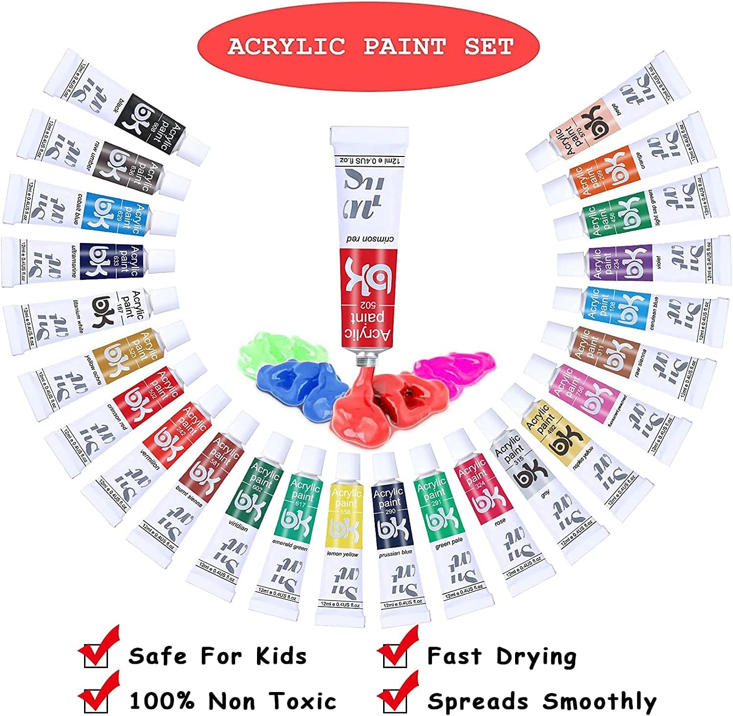 Thumbnail 2 de Acrylfarben Set 24×12 ml mit Pinsel 🎨
