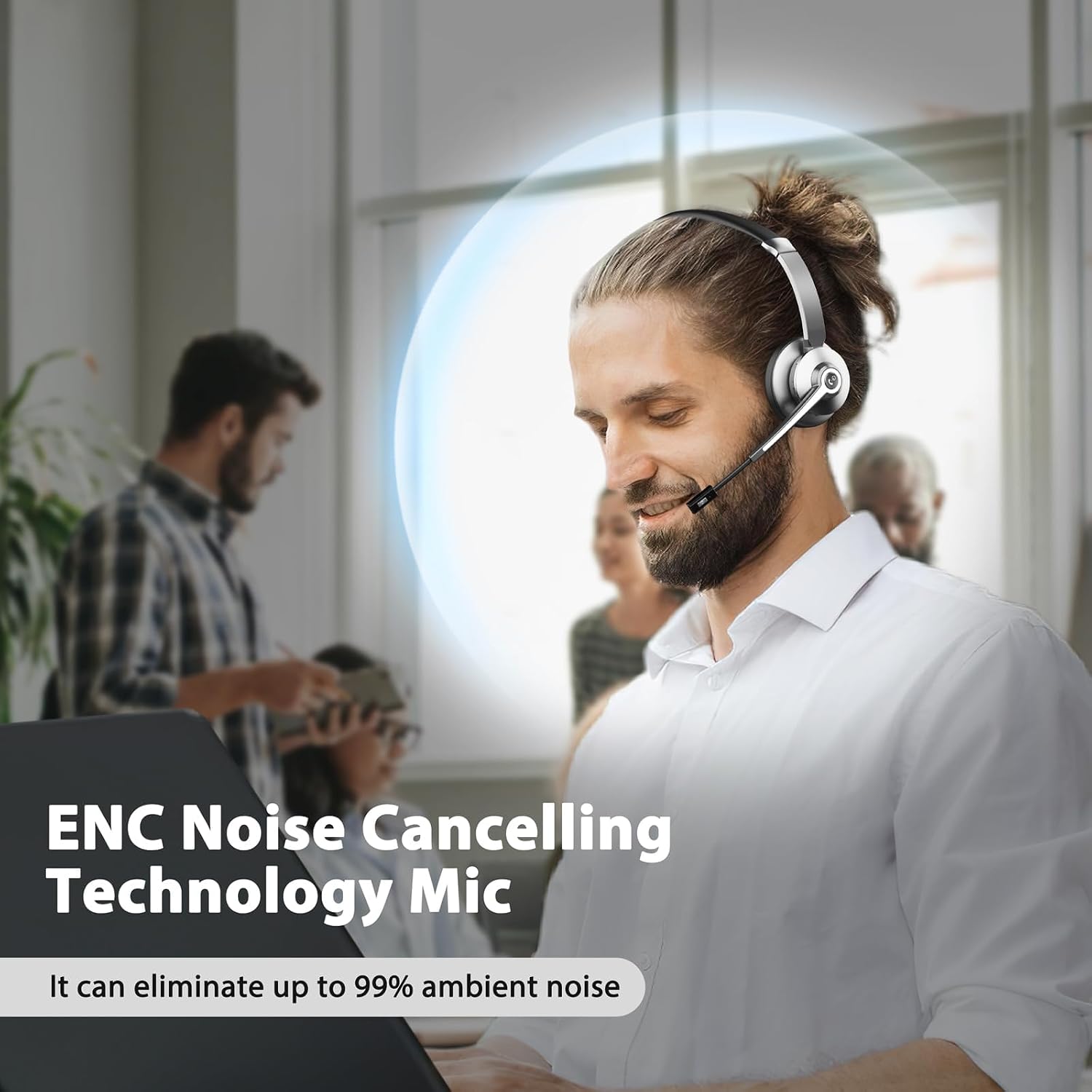 Detalle de Vonztek Wireless Headset with Microphone: A Practical Office Companion