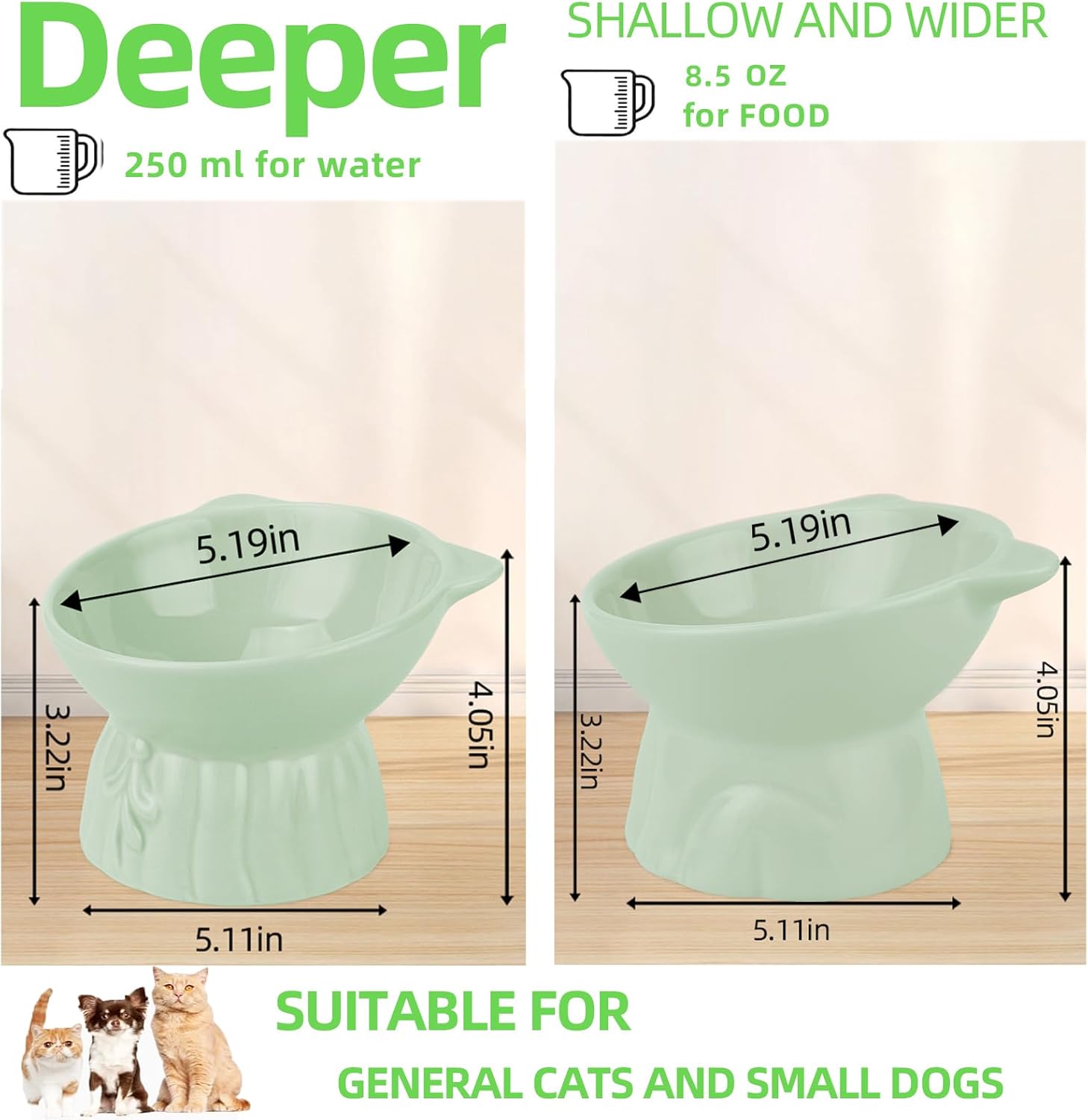 Detalle 2 de Ceramic Elevated Cat Bowls 2-pack, Whisker-Friendly 🐱