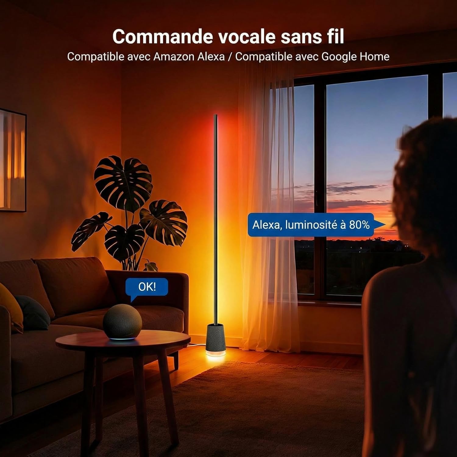 Thumbnail 1 de NEEWER NF06 Lampadaire intelligent LED RGBCW 1500 lm (165 cm) avec commande vocale, app et synchronisation musicale