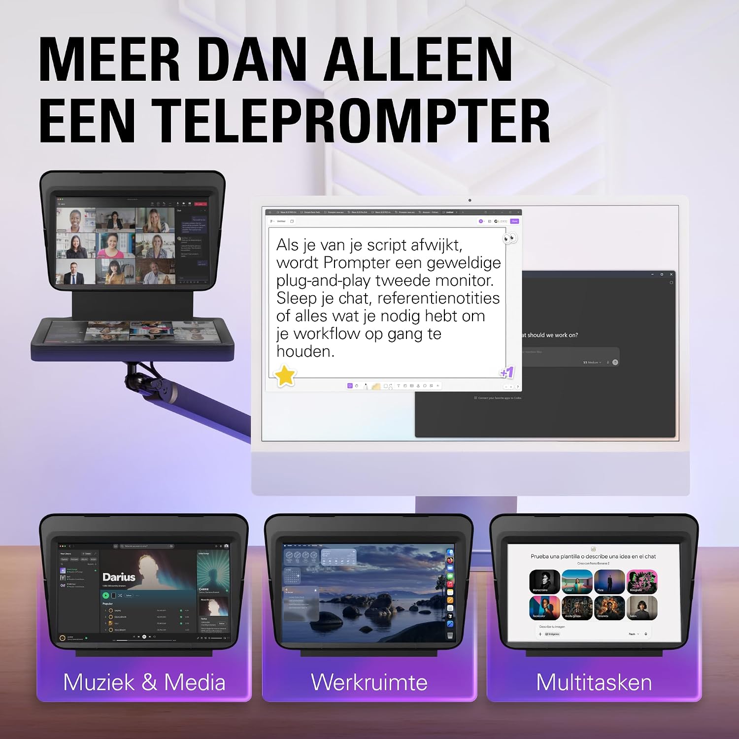 Detalle 2 de Elgato Prompter teleprompter met 9-inch scherm, USB-C en Camera Hub