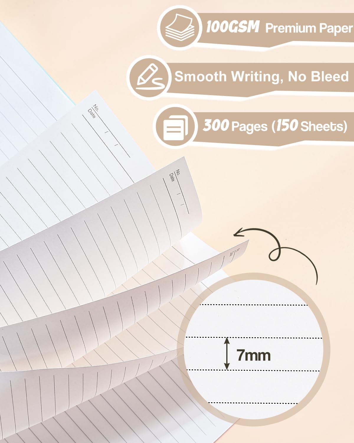 Detalle 2 de ihaspoko A5 Notebook with Dividers (300 pages) – 100GSM spill-proof paper & PVC hard cover