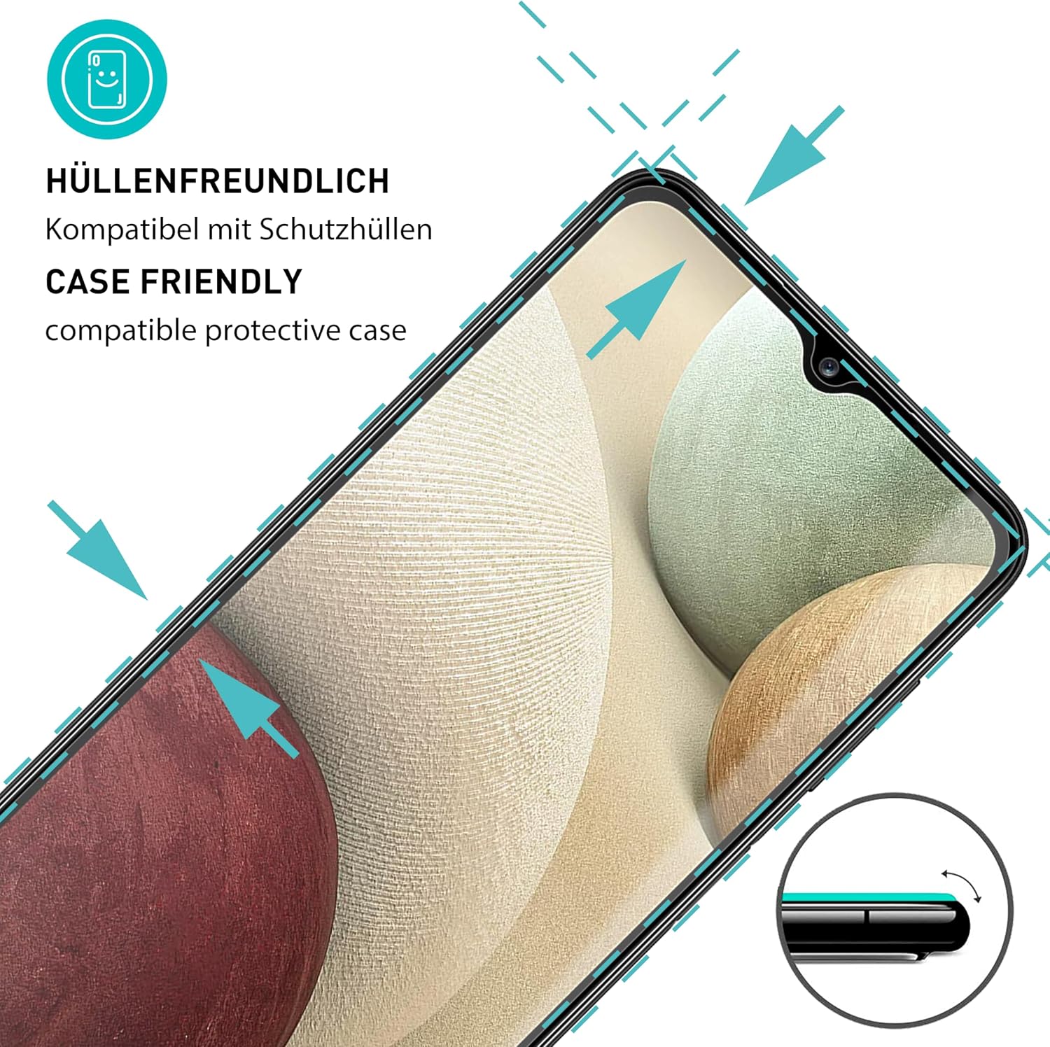 Detalle 2 de SmarTect 9H Tempered Glass Screen Protectors for Galaxy A12, M12 & M32 5G
