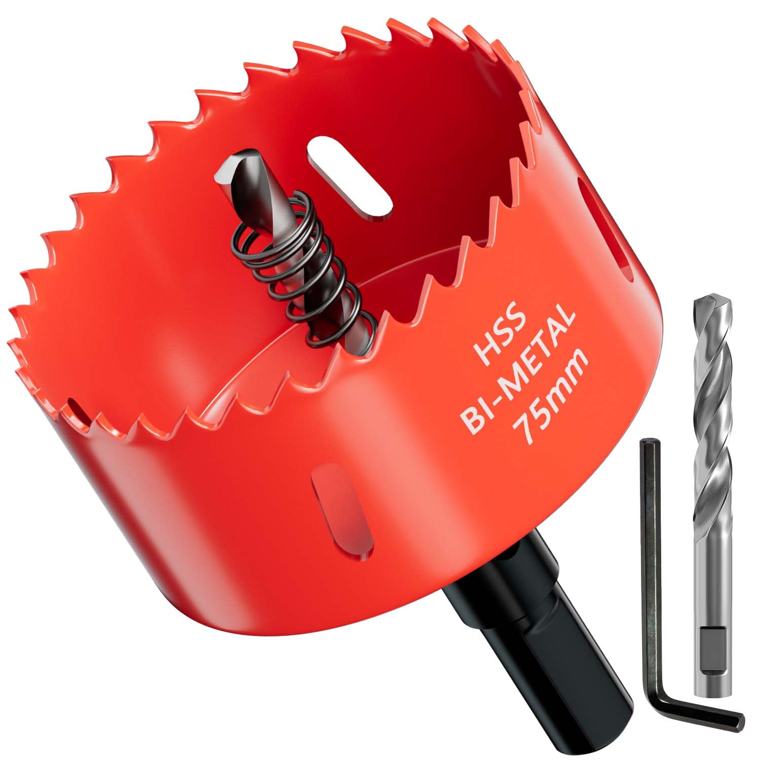 Scie cloche GARHWAL HSS M42 bi-métal 75 mm, avec adaptateur et foret de centrage (profondeur jusqu’à 32 mm)