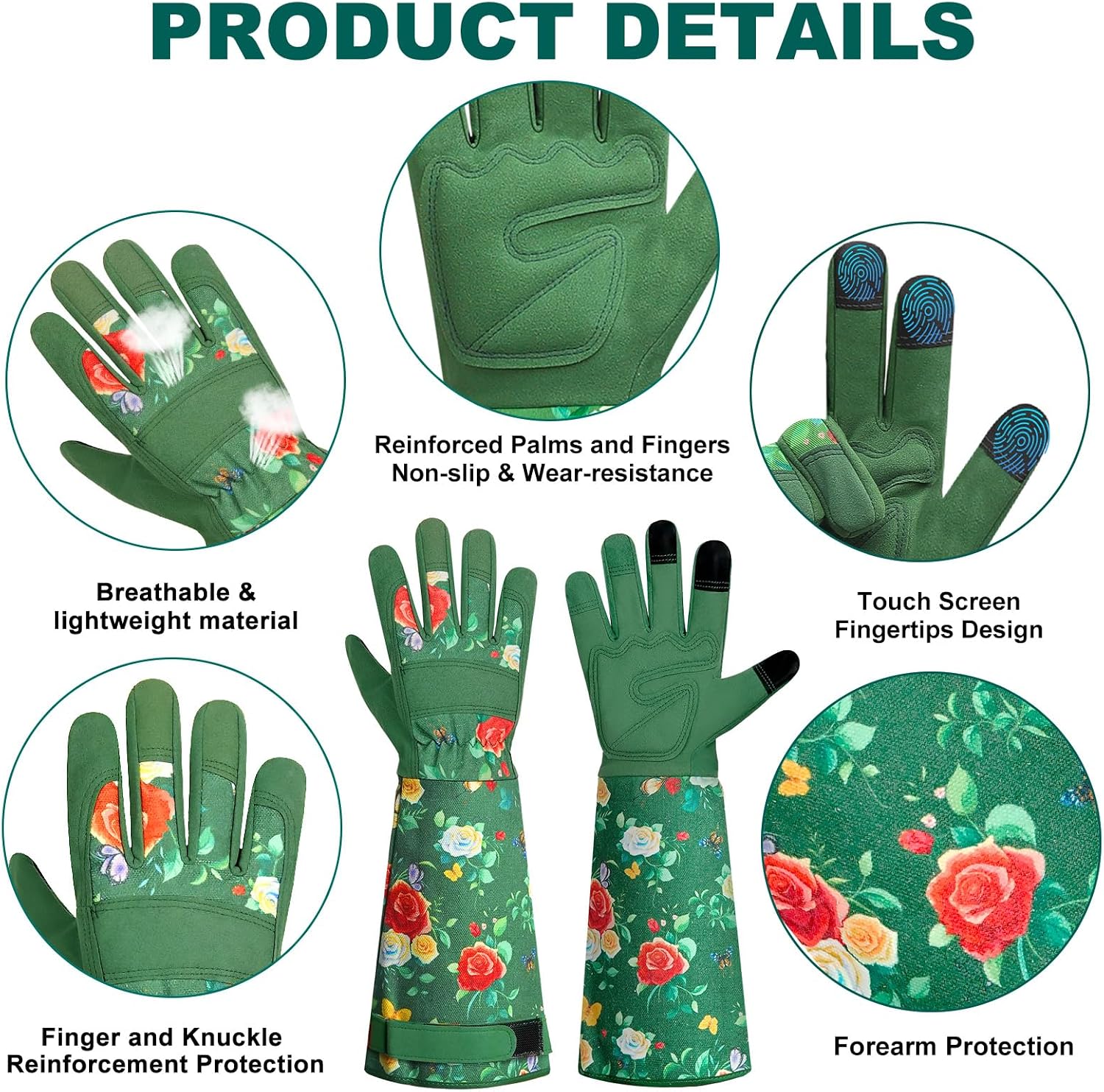 Detalle 2 de DLY DLY Long Gardening Gloves for Women, Thorn-Resistant Rose Pruning Gloves