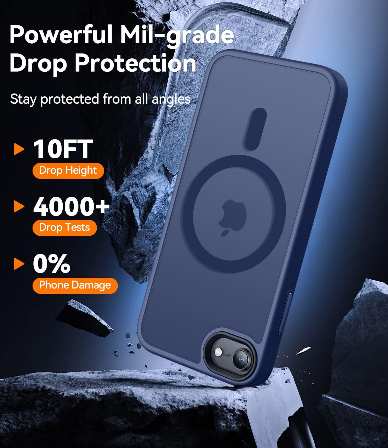 Detalle de CANSHN Cover Magnetica Opaca per iPhone SE 3/2 (2022/2020), iPhone 8, 7 – Blu Scuro