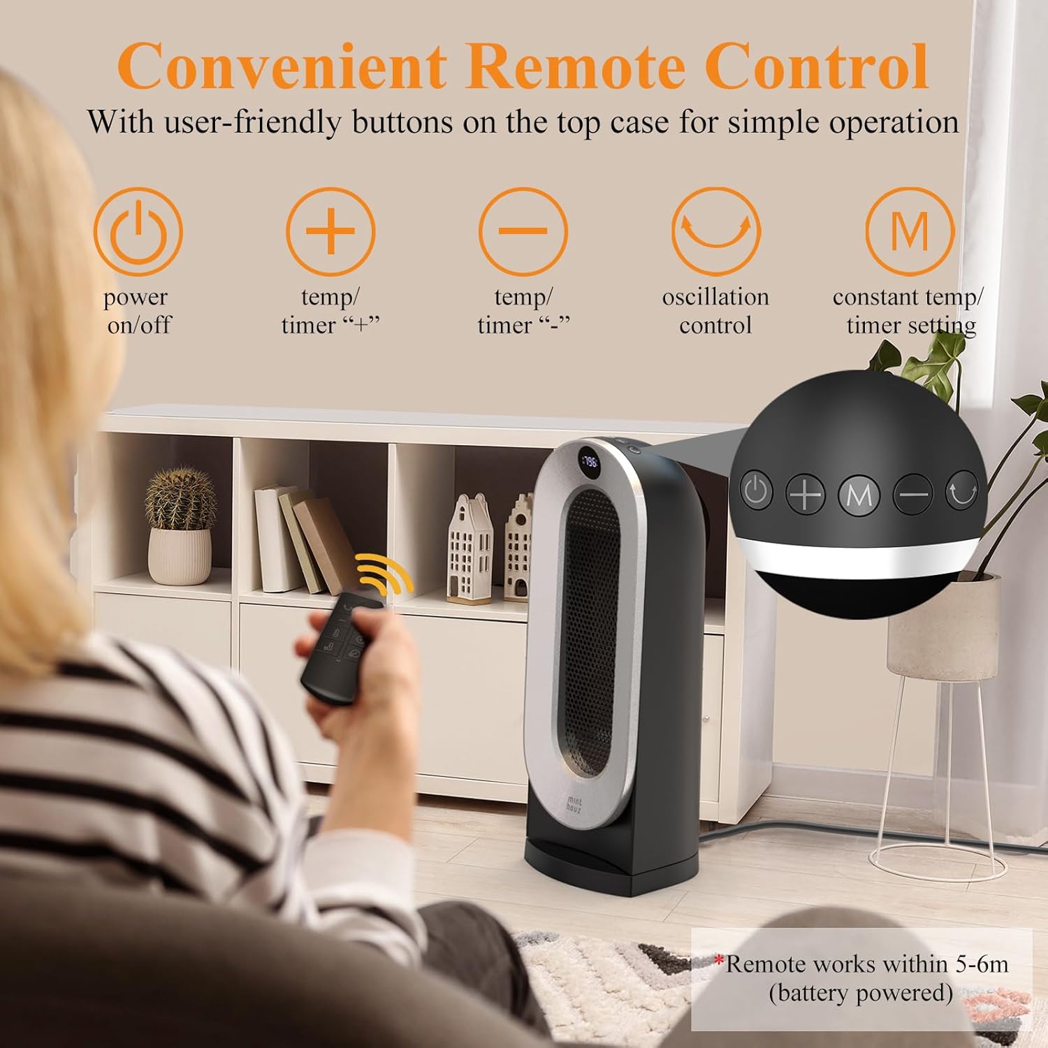 Thumbnail 3 de Minthouz Electric Heater 2000W PTC Ceramic with ECO Mode, 70° Oscillation & Remote