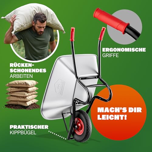 Detalle de Gardebruk Schubkarre 100L 250kg – robuste Allround-Lösung für Garten und Baustelle