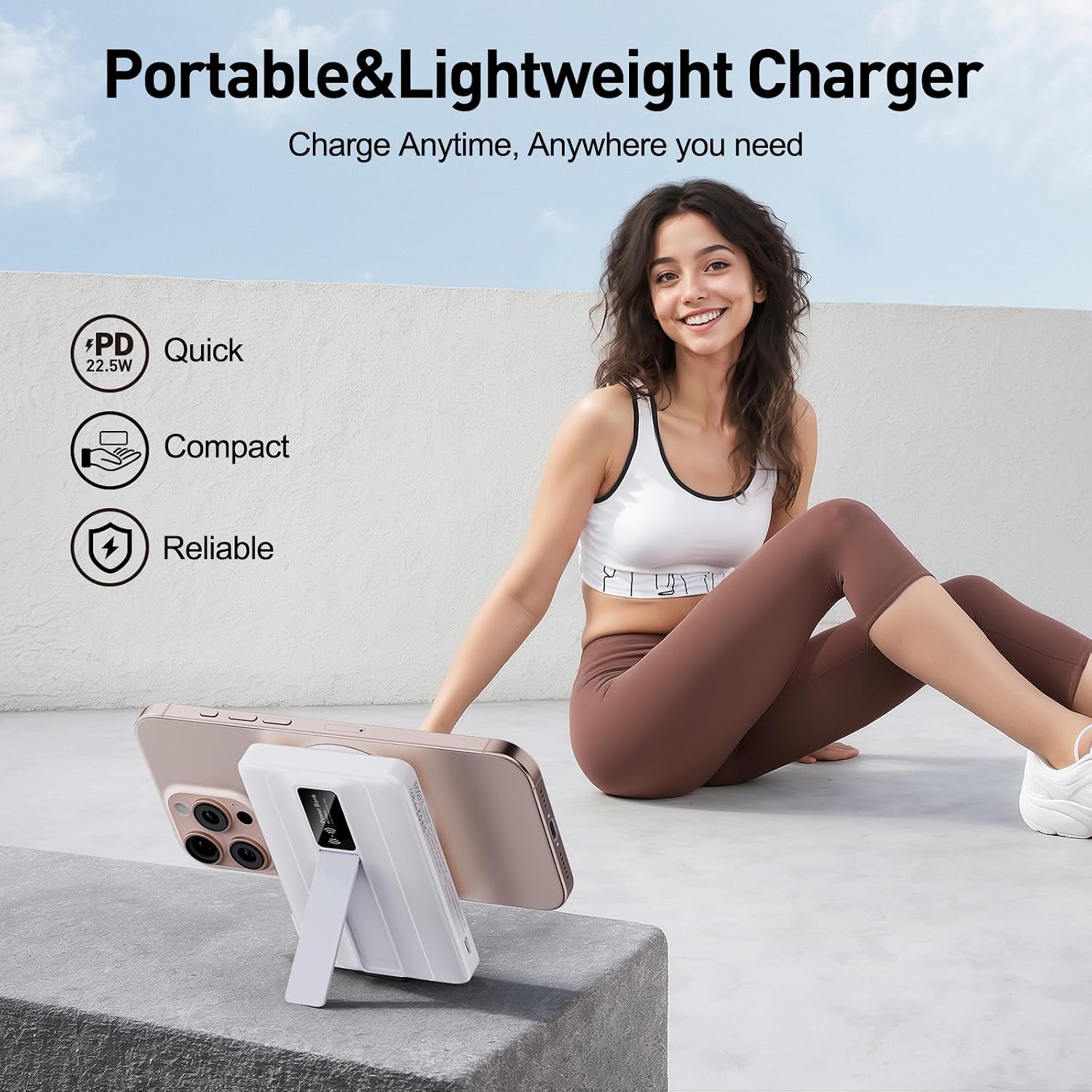 Detalle de FancyBean 10,000mAh Magnetic Wireless Power Bank, 22.5W, LED Display