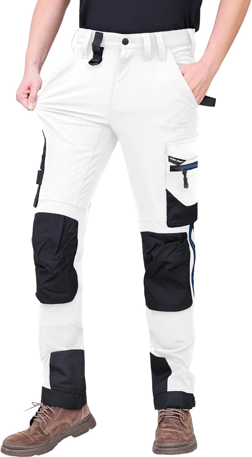Detalle de WORK IDEA slim-fit stretchwerkbroek voor heren met Cordura en kniezakken