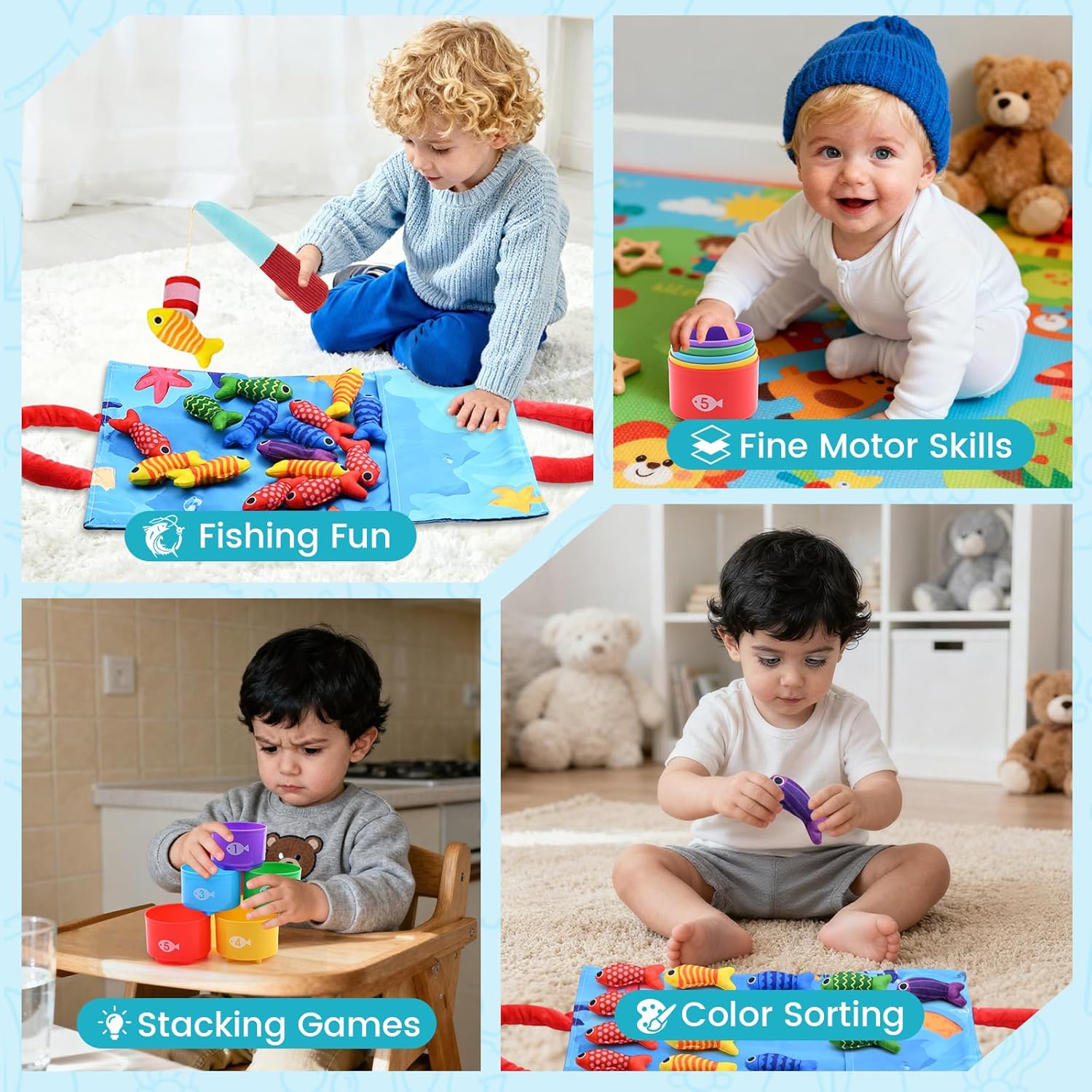 Thumbnail 1 de Montessori fishing toy set 1 year old 10 in 1