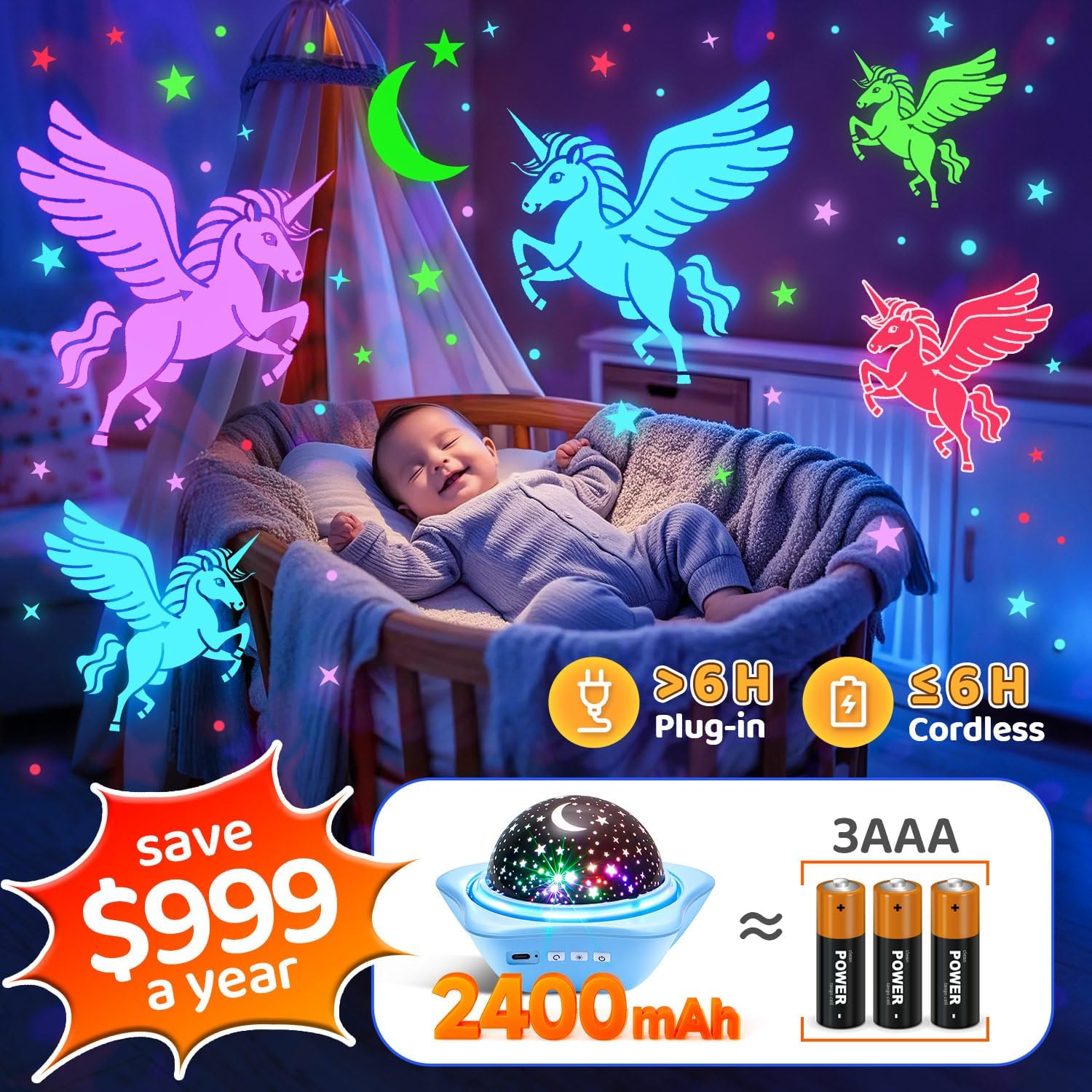 Detalle 2 de One Fire Nachtlicht Sternenhimmel 2400mAh