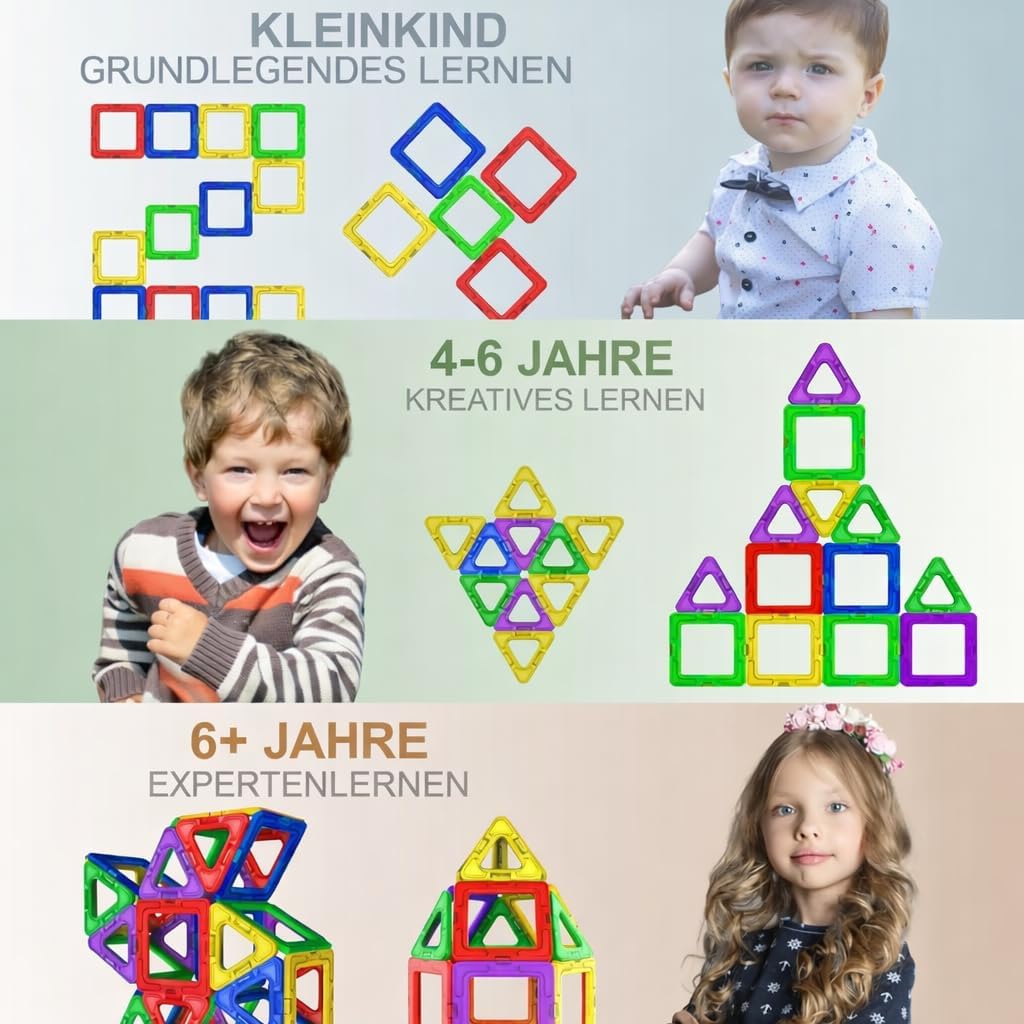 Detalle de Magnetische Kachel-Bausteine – STEM Magnetblöcke (40 Teile) für Kinder ab 3 Jahren