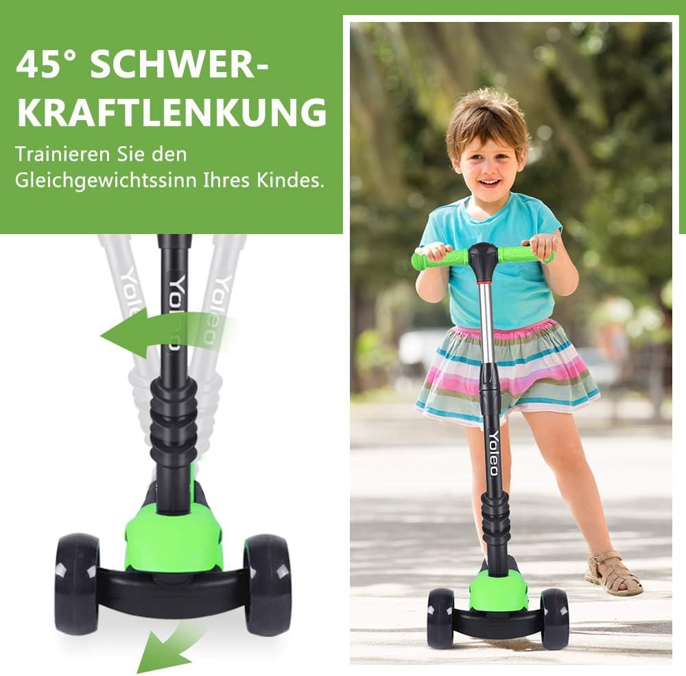 Thumbnail 6 de YOLEO 3-in-1 Kinder Roller Scooter mit abnehmbarem Sitz – verstellbarer Lenker, leuchtende PU-Räder