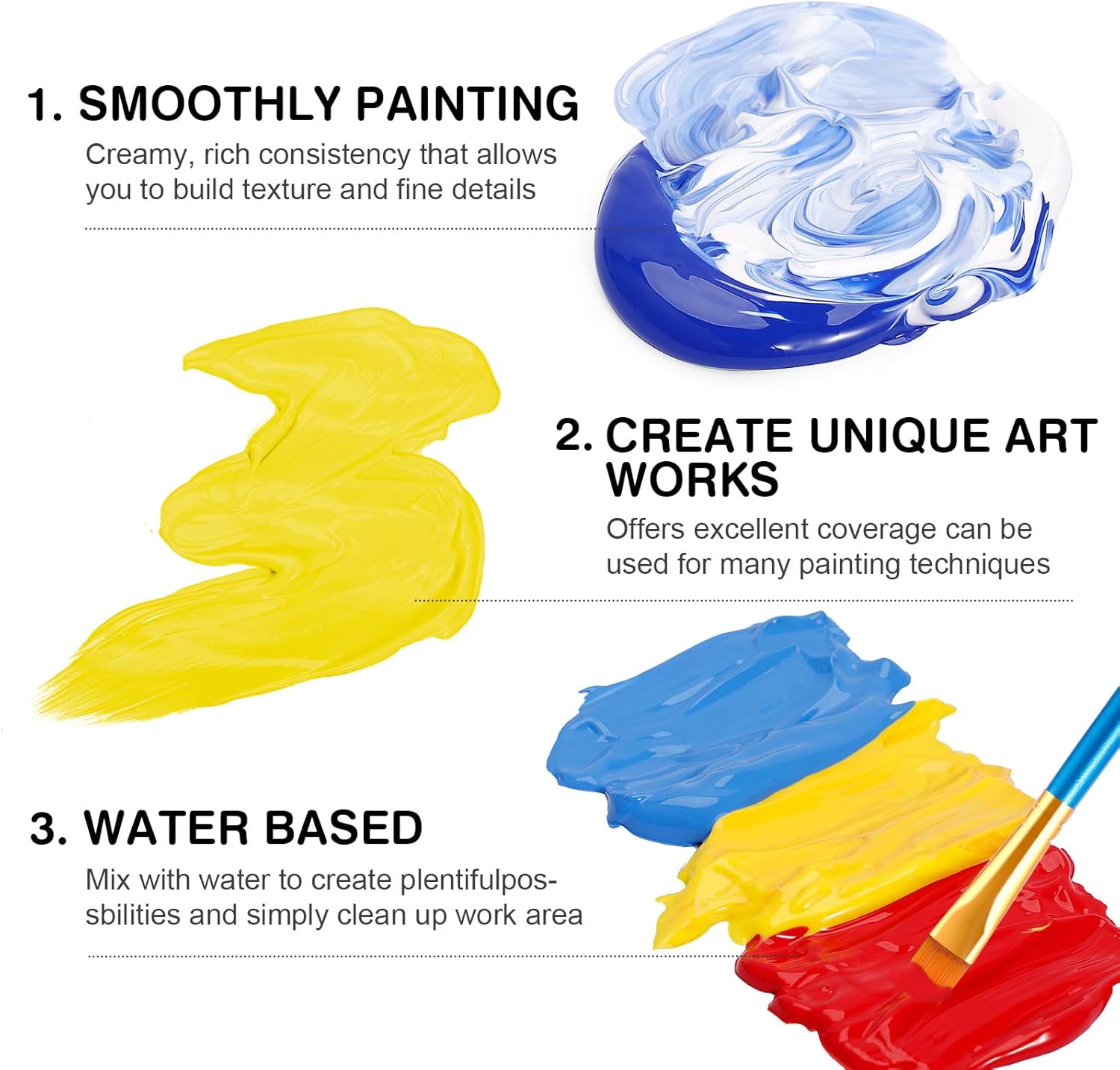 Thumbnail 2 de ARTKUNST Acrylfarben-Set (14 x 20 ml + 3 Pinsel) – wasserfest, lichtecht und schnell trocknend