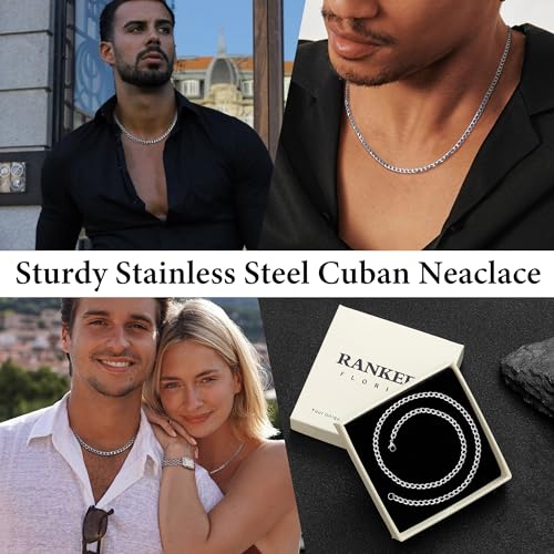 Thumbnail 3 de RANKEEF Collier Homme Acier Inoxydable 3 mm à Maillons Cubains – Durable et Hypoallergénique