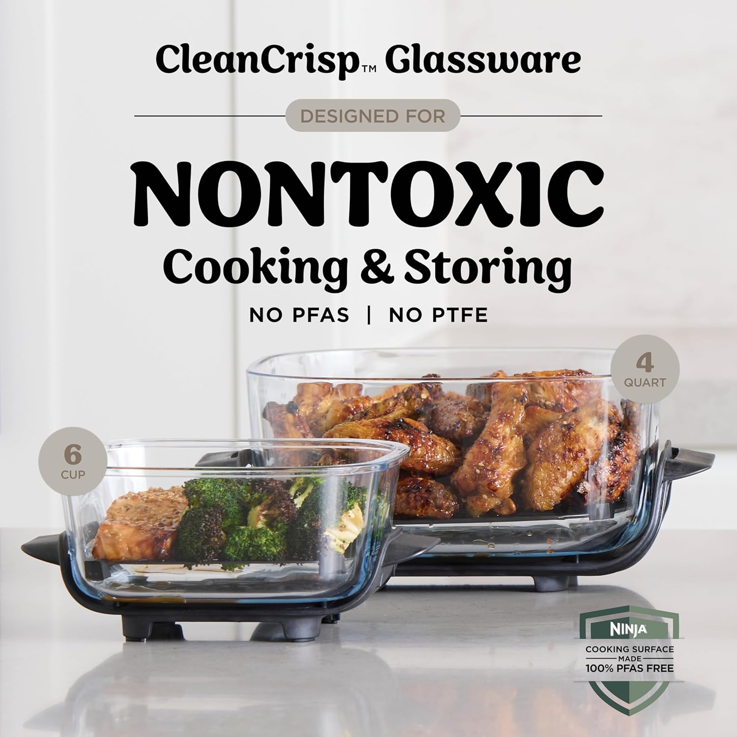 Detalle 2 de Ninja Crispi FN101ST 4-in-1 Glass Air Fryer with 4-qt and 6-cup containers