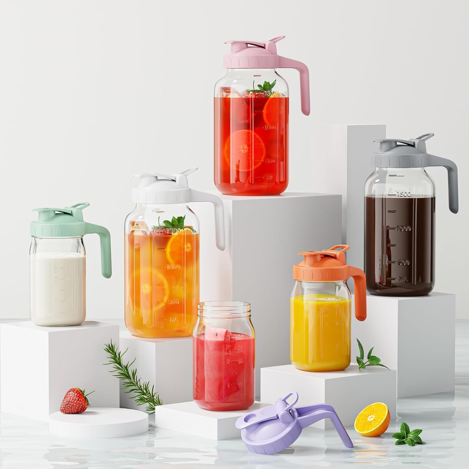 Thumbnail 5 de Breast Milk Pitcher - 32 oz Glass Mason Jar (2-Pack) with Dual Leak-Proof Design