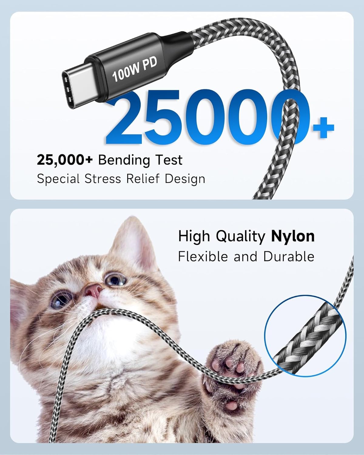 Detalle de RAVIAD USB-C charger cable 0.3m 100W