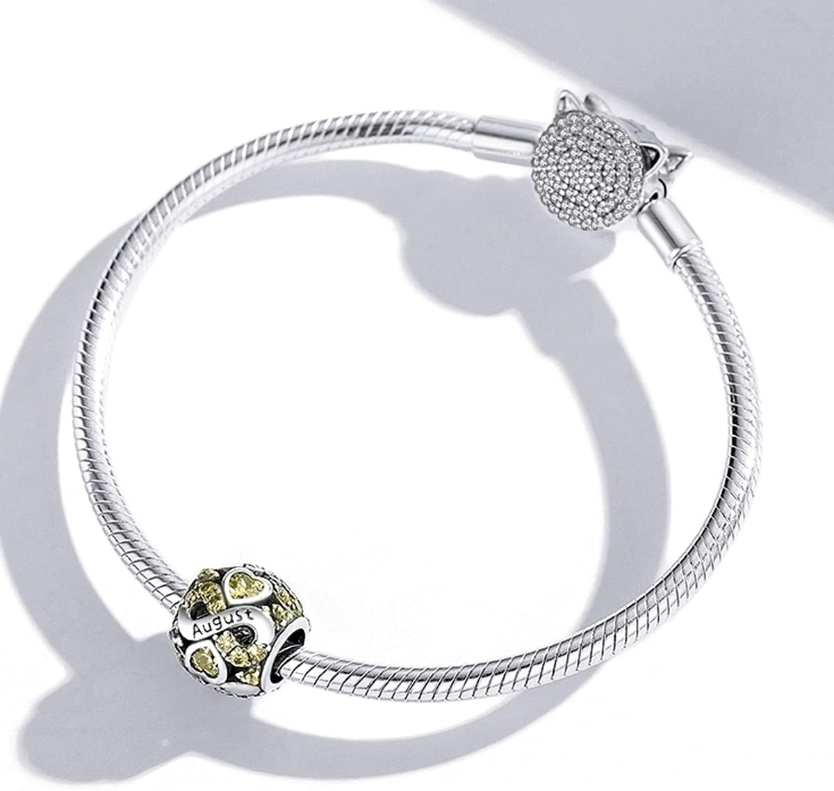 Detalle de ShiYu 925 Sterling Silber Geburtsstein Charms Anhänger (August) für Pandora-Style Charm-Armband