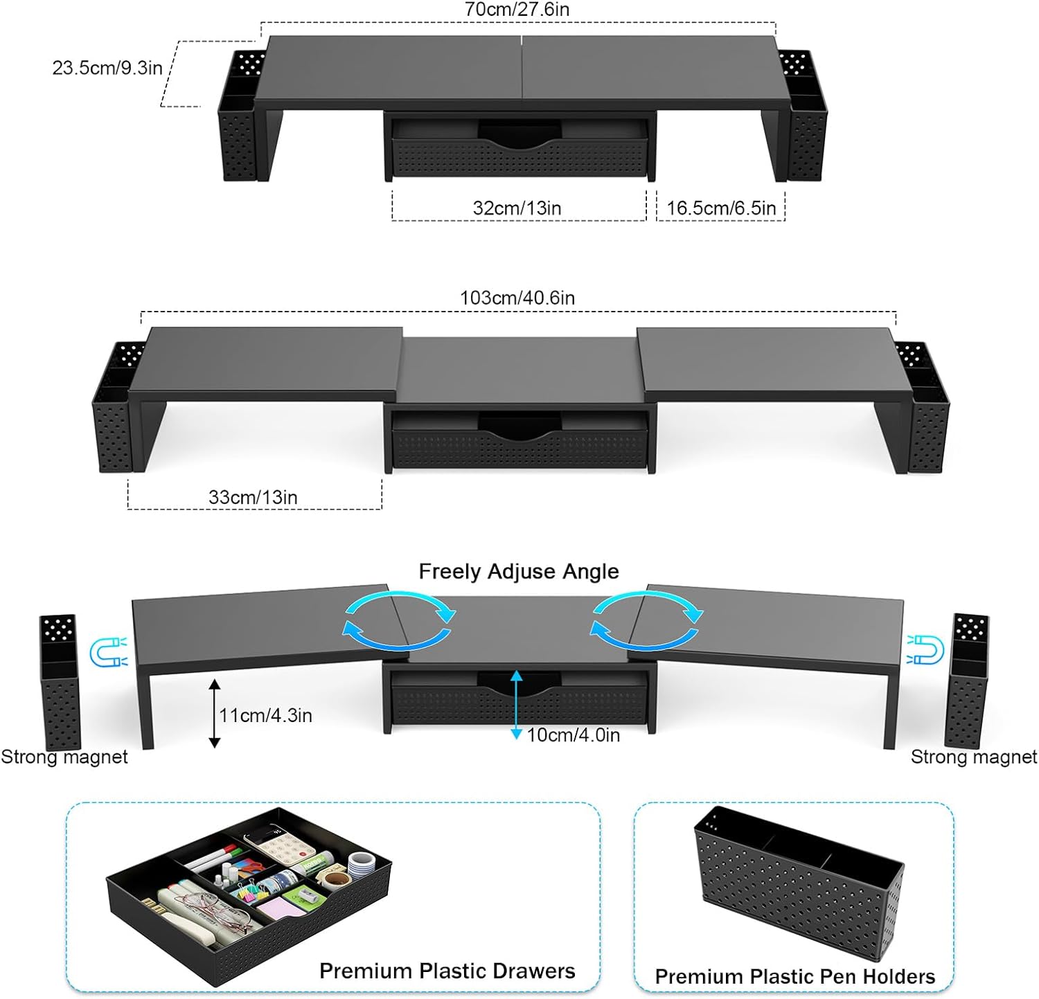 Thumbnail 4 de Spacrea Dual Monitor Stand Riser with Drawer 🖥