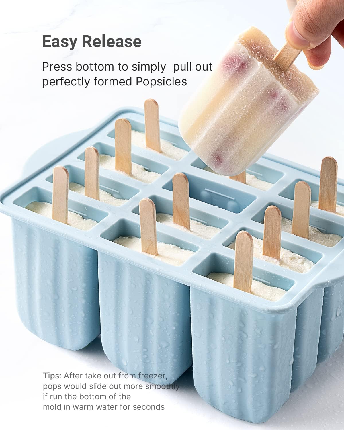 Detalle 2 de MEETRUE 12-Piece Silicone Popsicle Molds Kit with Sticks, Bags, and Cleaning Brush