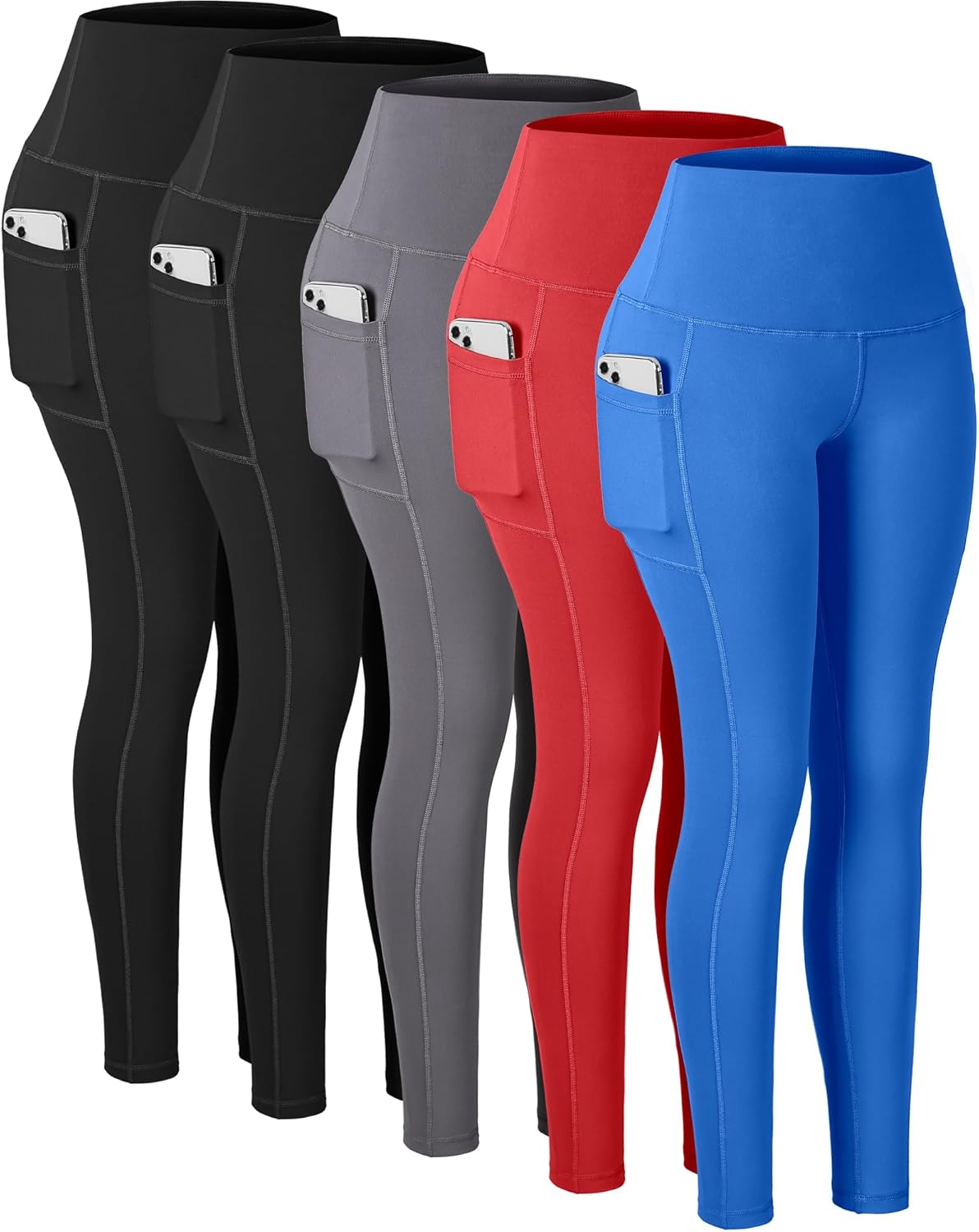 Thumbnail 6 de CHRLEISURE Leggings with Pockets for Women — High Waisted, Tummy Control, 3-Pack