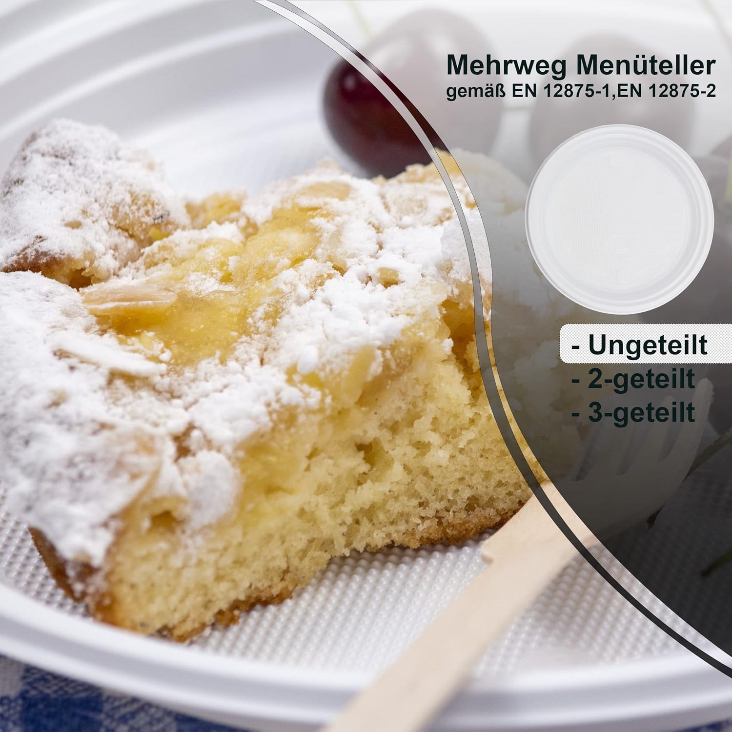 Thumbnail 6 de Commerline Plastikteller 100 Stück Ungeteilt Ø22 cm – spülmaschinenfest und vielseitig einsetzbar