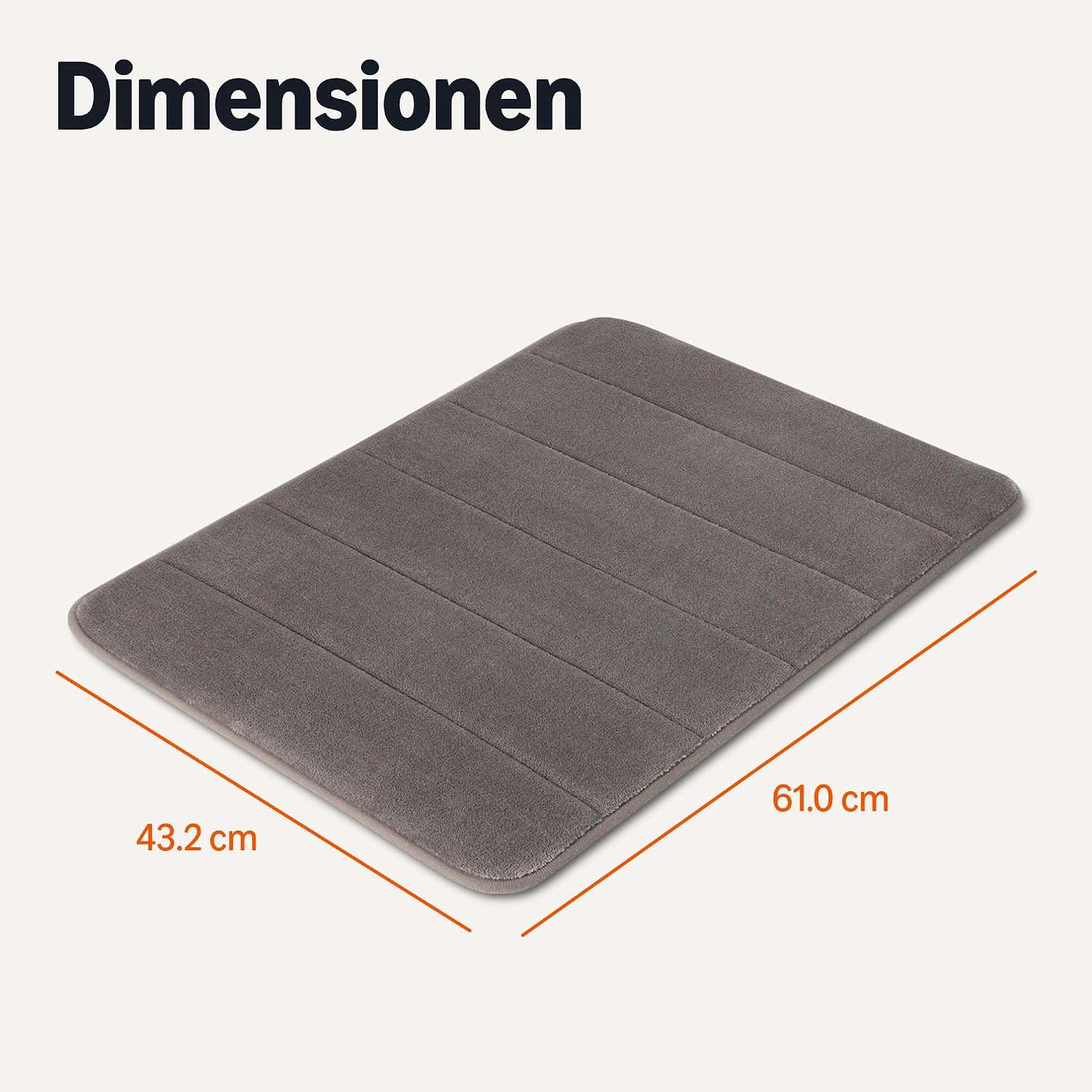 Detalle de Amazon Basics Flauschige Memory-Schaum Badmatte 43 × 61 cm, Dunkelgrau – Rutschfest und Waschbar