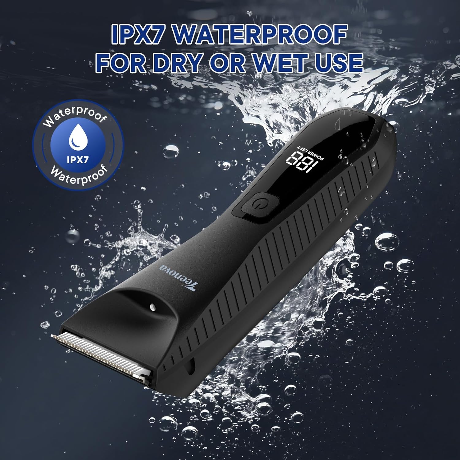 Detalle de TEENOVA Pubic & Body Hair Trimmer for Men — 2-in-1 Electric Ball Groin Shaver with Ceramic Blade