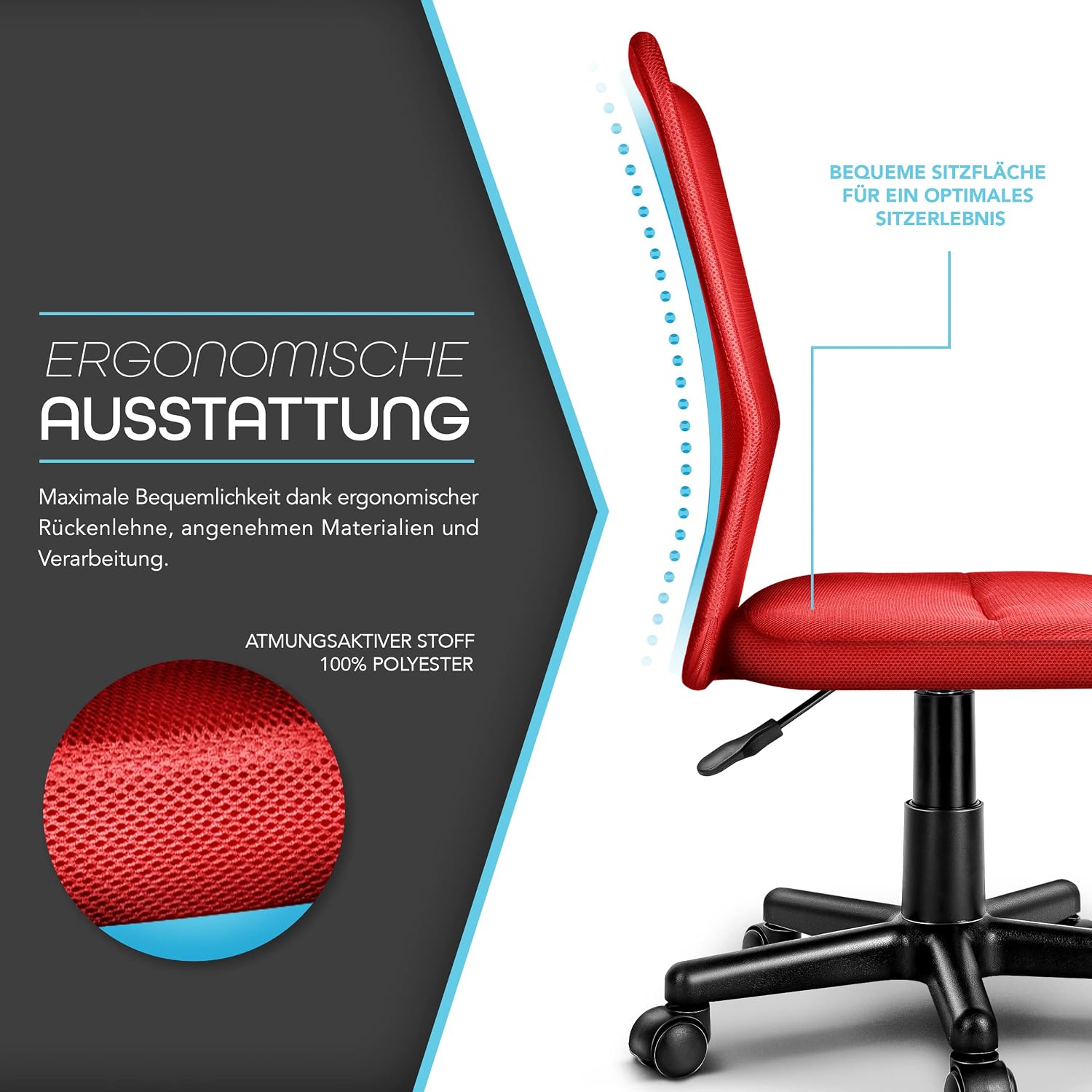 Thumbnail 3 de TRESKO Bürostuhl Schreibtischstuhl Drehstuhl – leicht, ergonomisch und höhenverstellbar