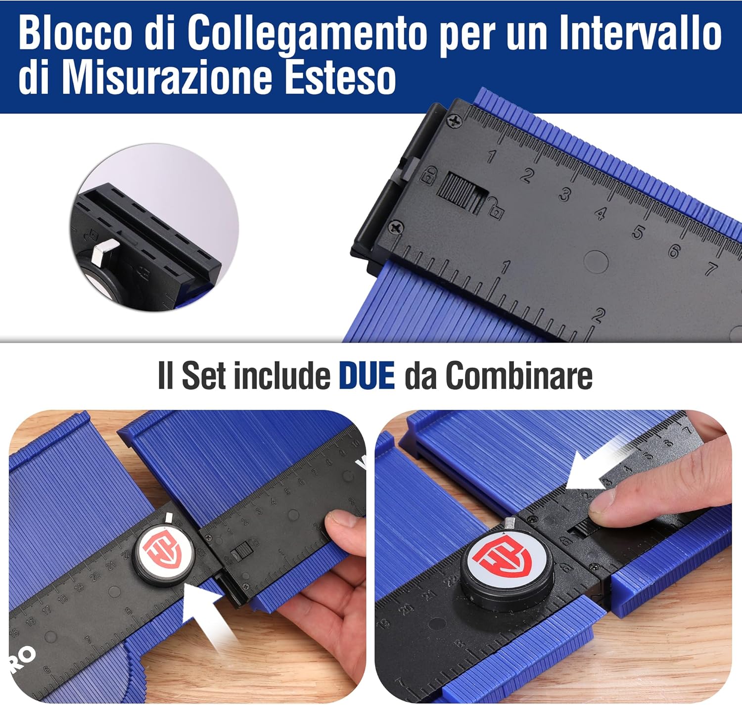 Thumbnail 3 de WORKPRO Calibro per Contorni con Blocco (25+25 cm) – Set da 2 pezzi con duplicatore di profili