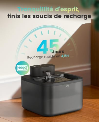 Detalle de oneisall Fontaine à Eau pour Chat sans Fil 2,2 L – SilentFlow et autonomie longue