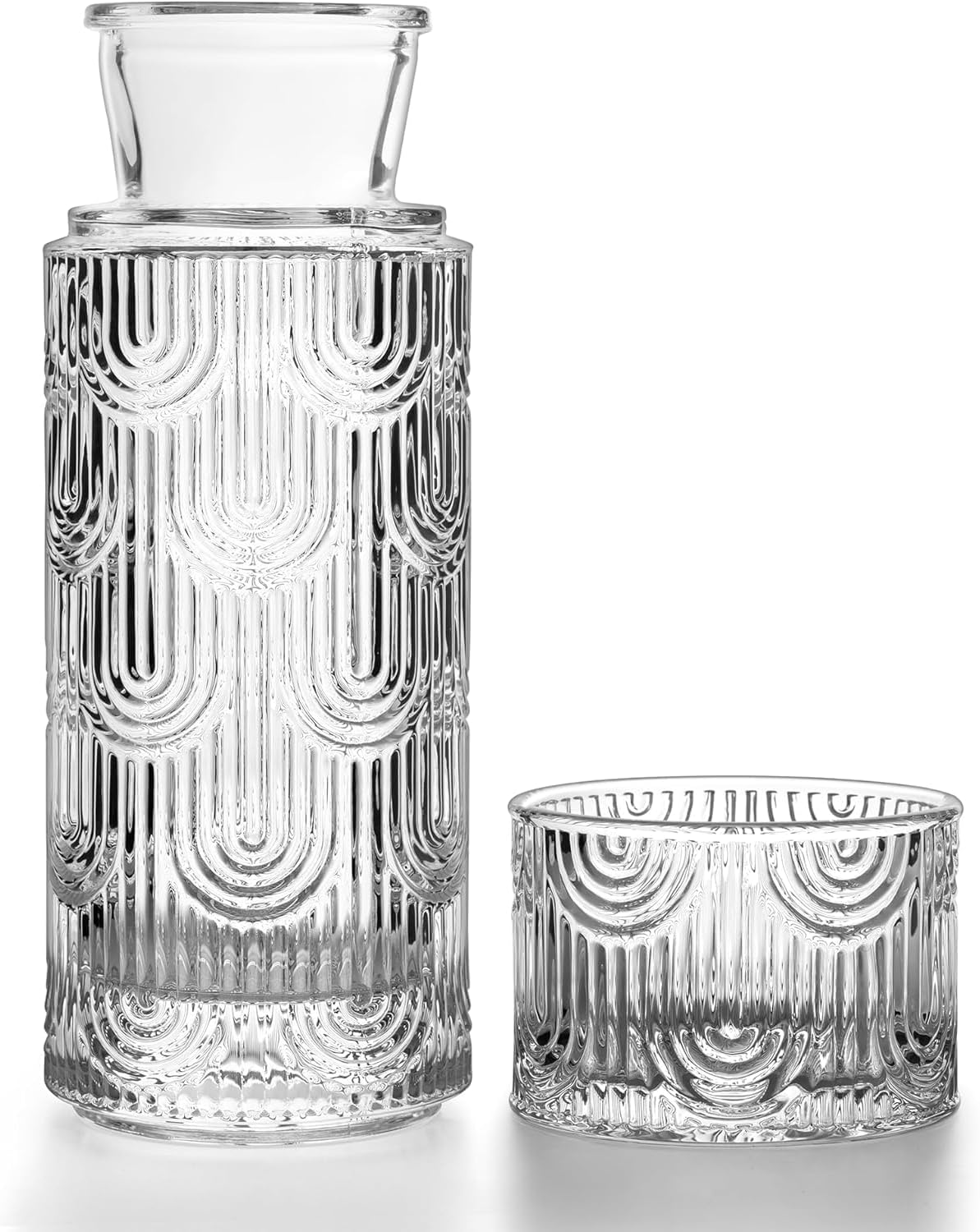 Detalle 2 de AOSEE NC2010 Glass Bedside Carafe Set with Tumbler and Flip-Top Lid