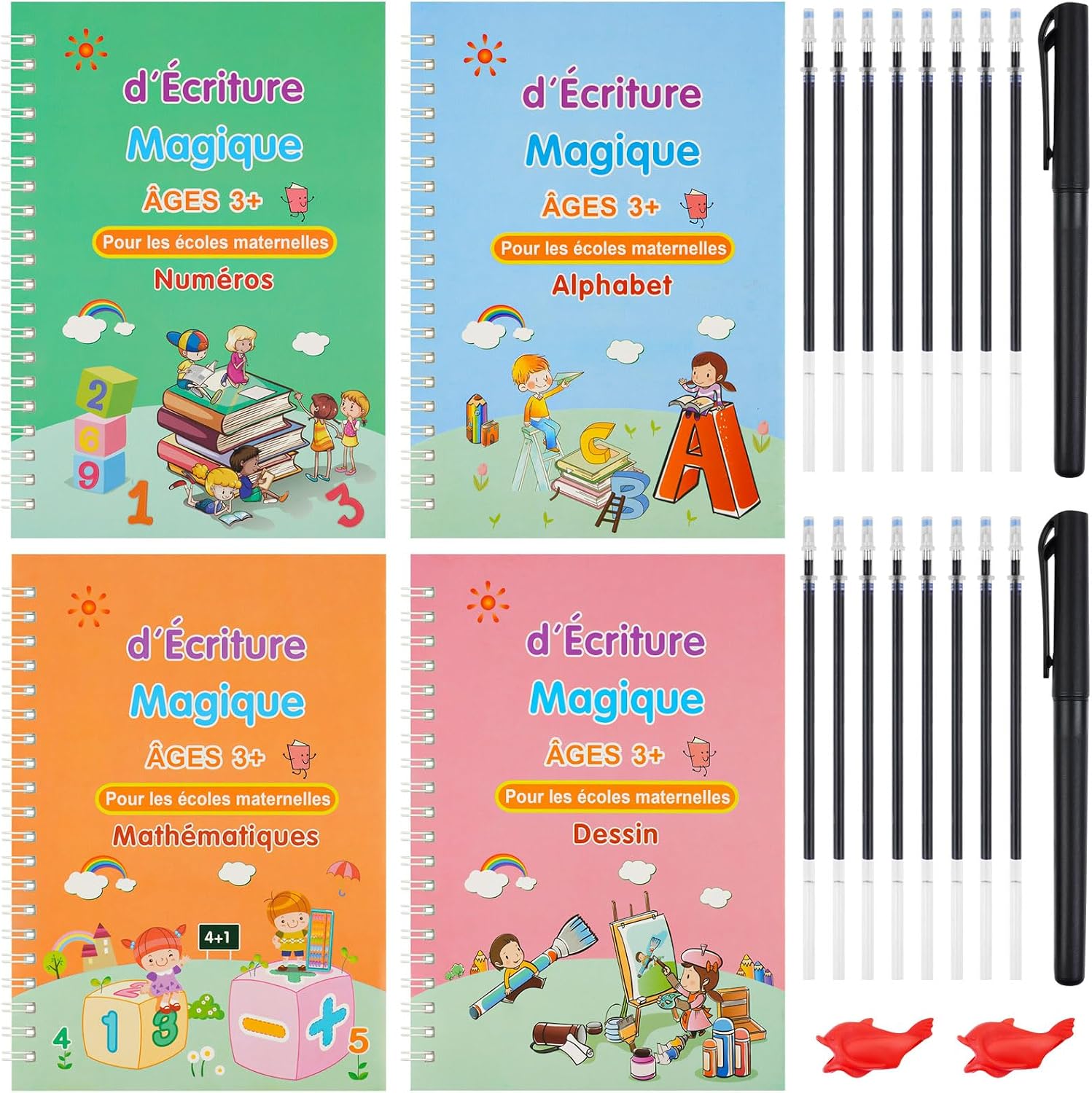 OFFCUP Cahier écriture magique 4 cahiers réutilisables ✏
