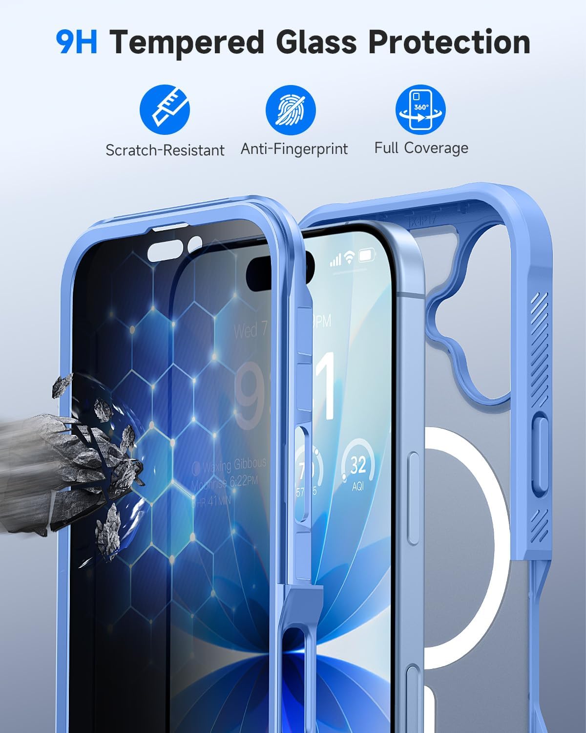 Thumbnail 6 de seacosmo iPhone 17 Case, 6.3-Inch Blue Matte with Privacy Screen Protector