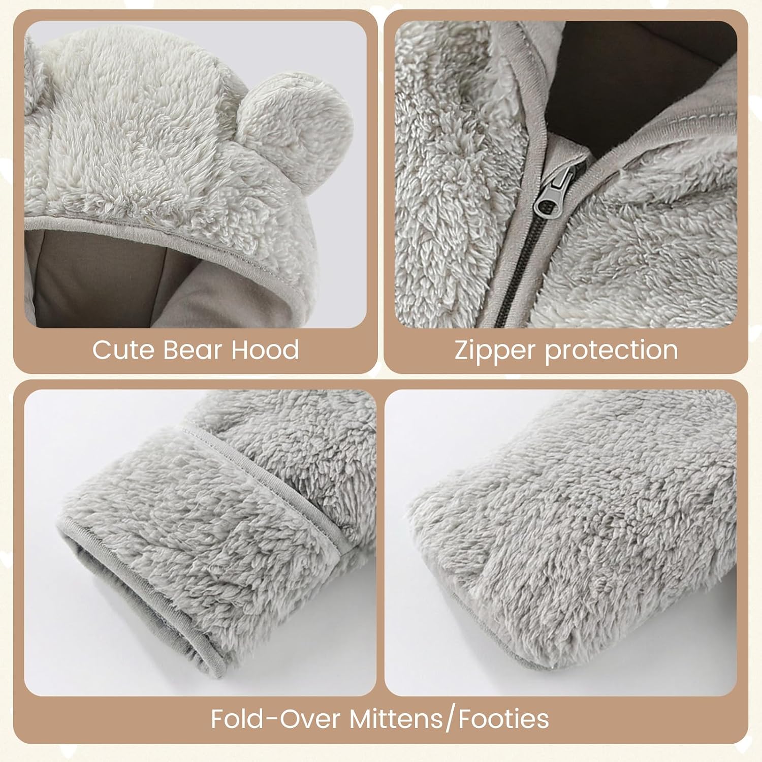 Thumbnail 3 de JiAmy X1-TA200625-YH sneeuwpak voor baby’s, uniseks fleece met kap