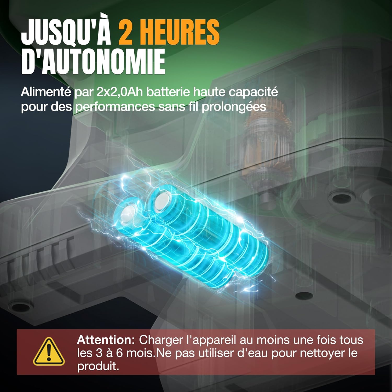 Thumbnail 6 de WORKPRO Épandeur de graines électrique 7,2 V avec batterie intégrée 2,0 Ah et 8 débits