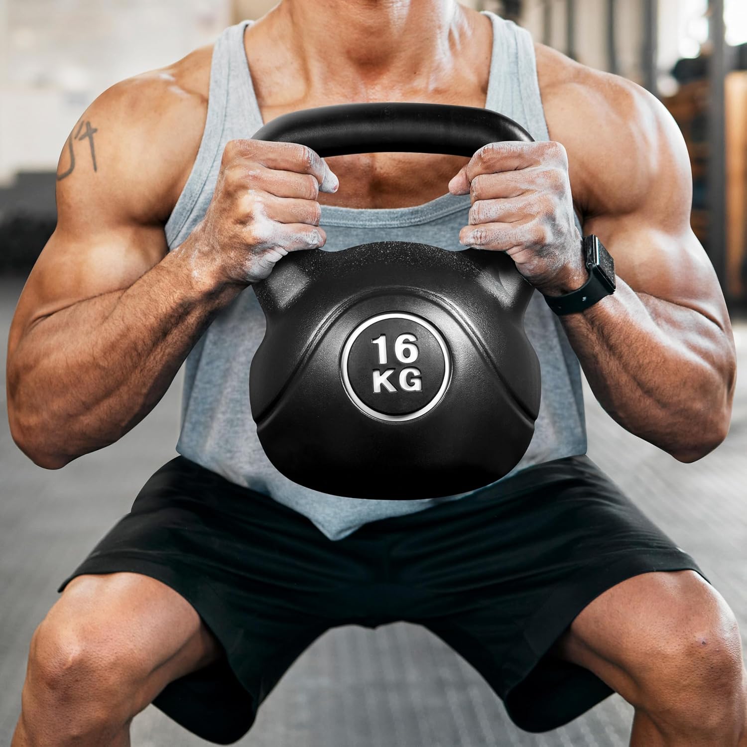 Detalle 2 de Yaheetech HDPE Coated Concrete Kettlebell Set